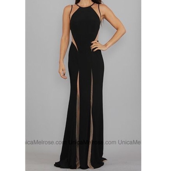 black mesh formal dress
